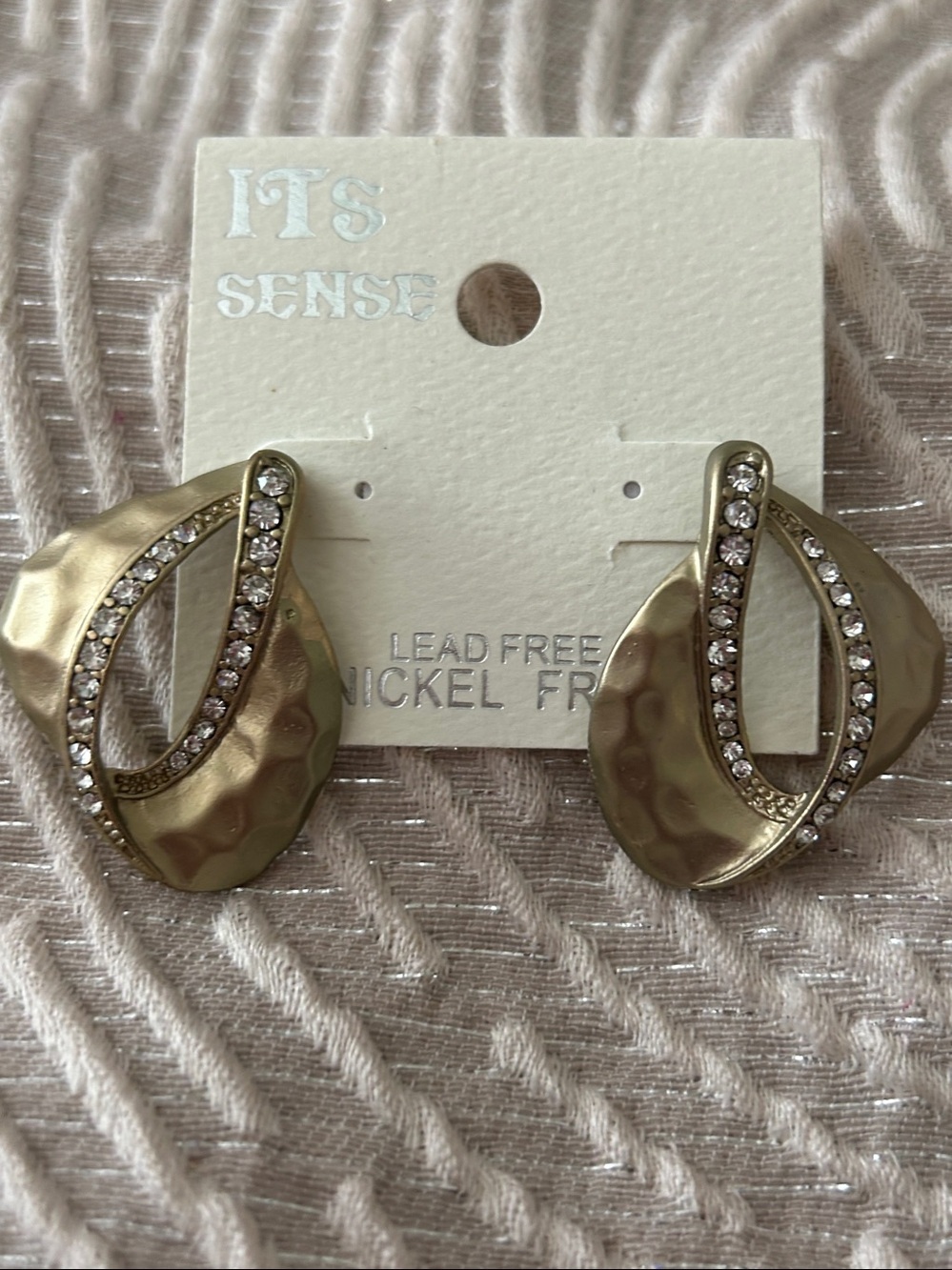 Crystal Teardrop Post Earrings Gold NWT Rhinestones Glam Career